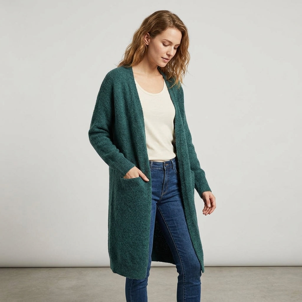 Bellavyn | Manteau long en cachemire pour femme – Cardigan de luxe à ouverture sur le devant