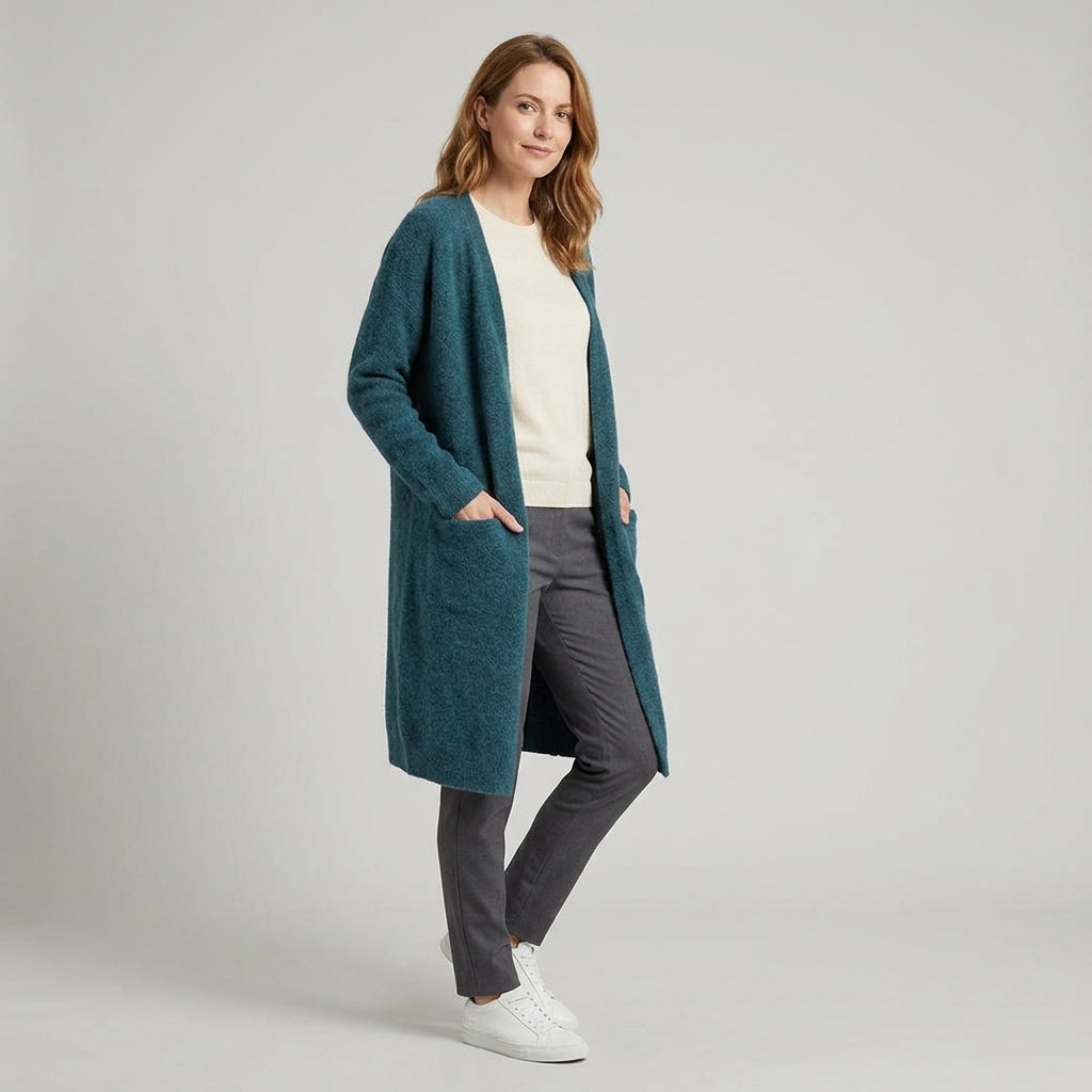 Bellavyn | Manteau long en cachemire pour femme – Cardigan de luxe à ouverture sur le devant