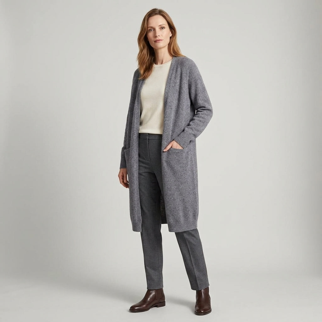 Bellavyn | Manteau long en cachemire pour femme – Cardigan de luxe à ouverture sur le devant
