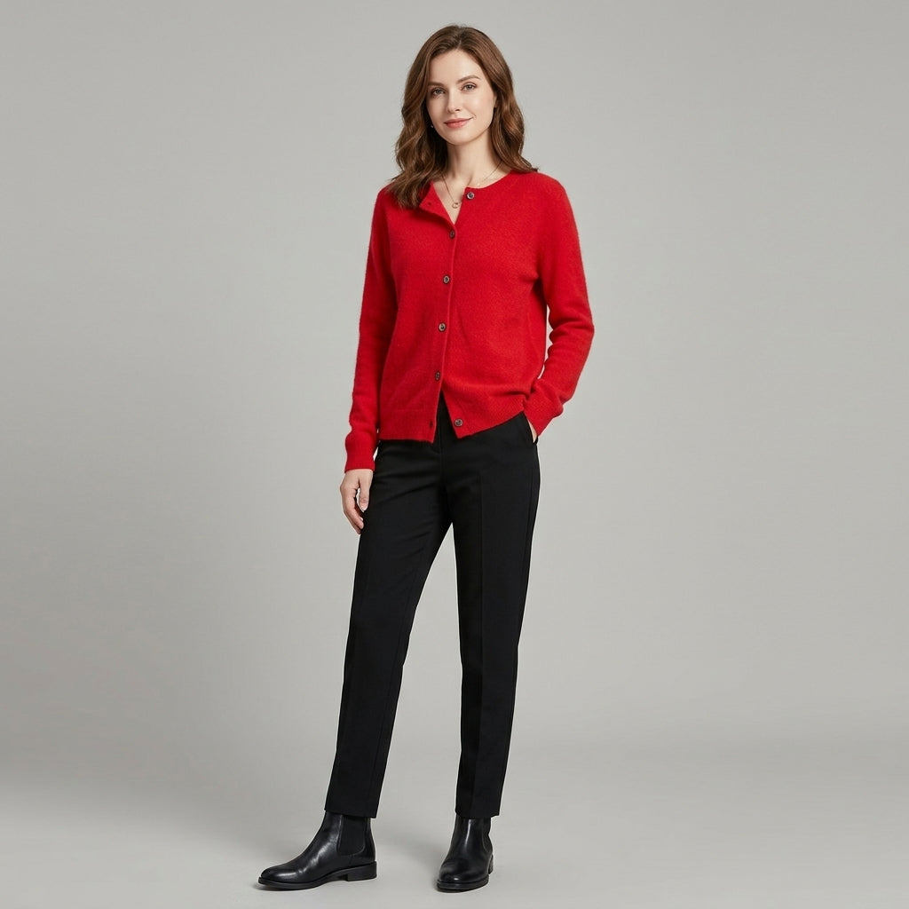 Auralyn | Pull pour femme effet laine – Pull tricoté à col en V et boutons sur le devant