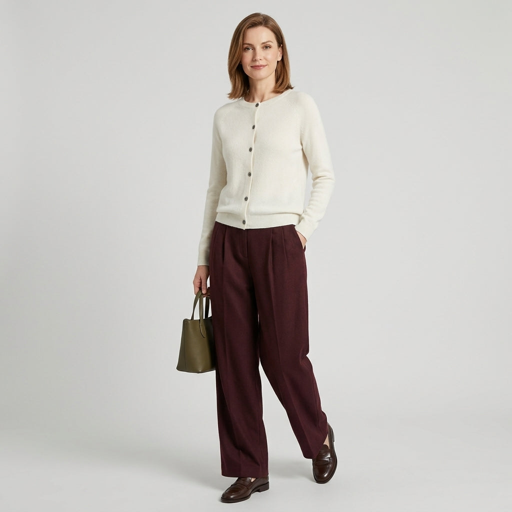 Auralyn | Pull pour femme effet laine – Pull tricoté à col en V et boutons sur le devant