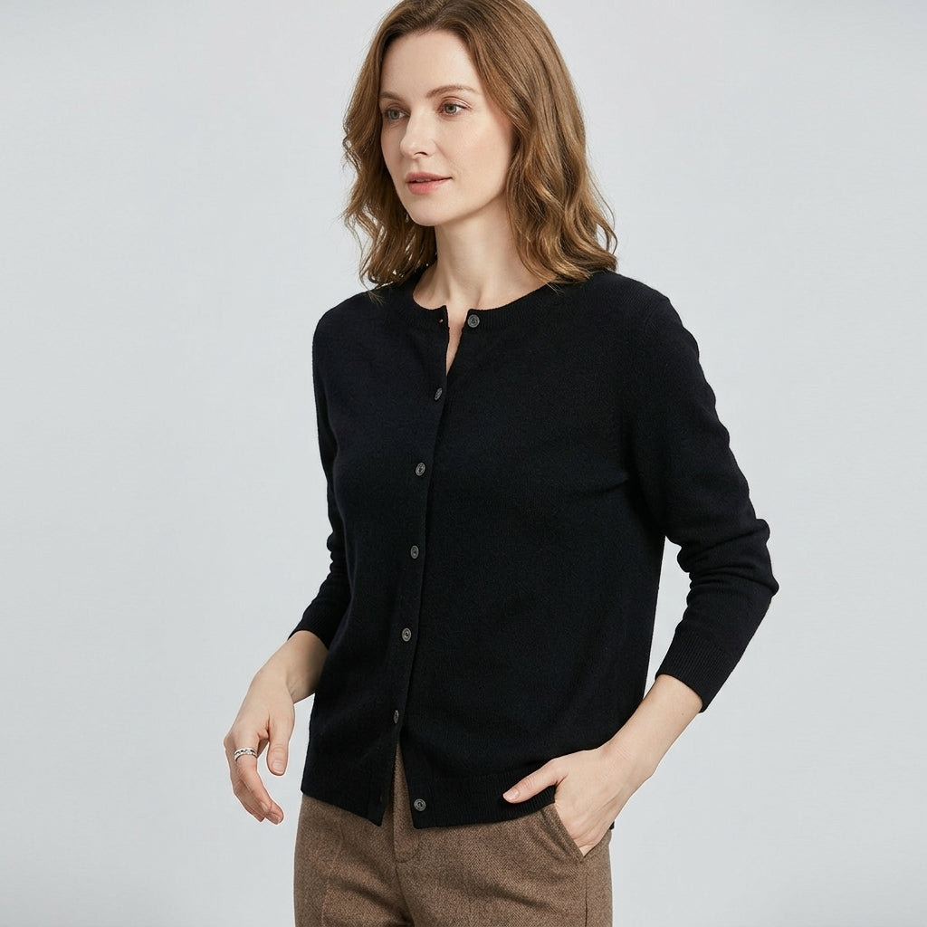Auralyn | Pull pour femme effet laine – Pull tricoté à col en V et boutons sur le devant