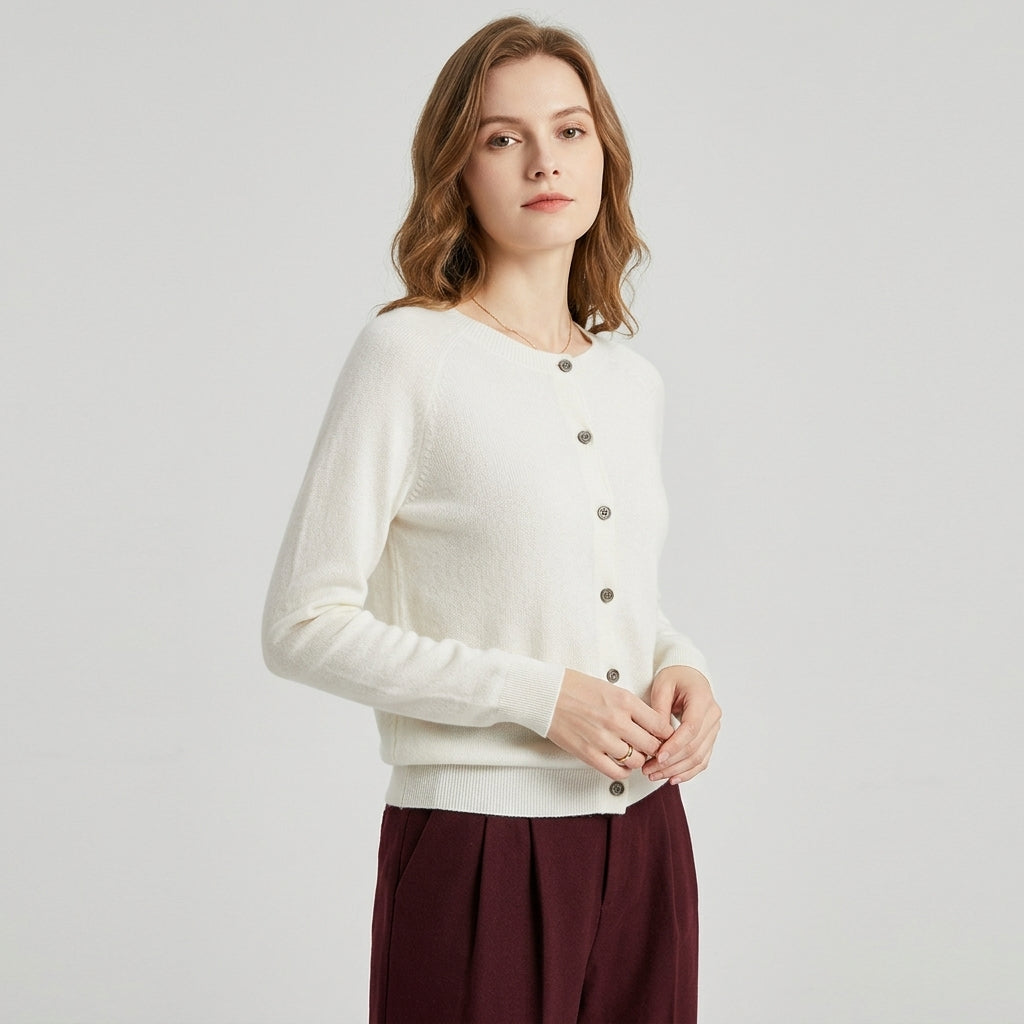 Auralyn | Pull pour femme effet laine – Pull tricoté à col en V et boutons sur le devant