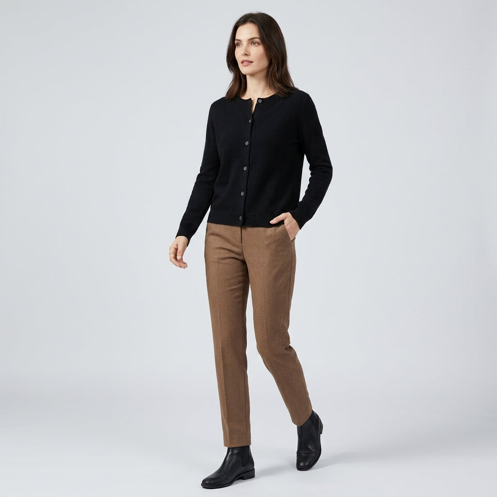 Auralyn | Pull pour femme effet laine – Pull tricoté à col en V et boutons sur le devant