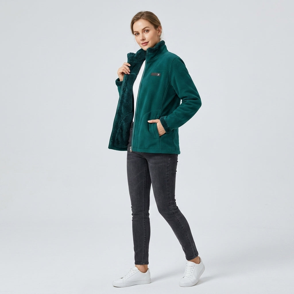 Olanora | Veste réversible pour femme – Vêtement d'extérieur épais à poils longs et imprimé