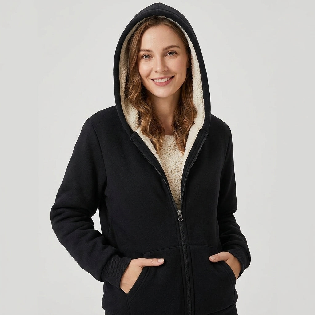 Ilanora | Veste sweat à capuche en polaire pour femme – Modèle décontracté à manches longues
