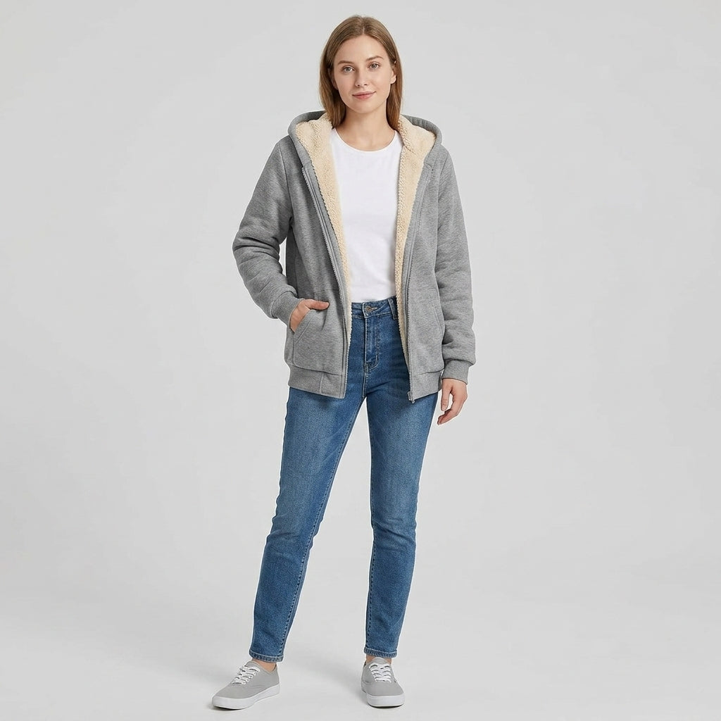 Ilanora | Veste sweat à capuche en polaire pour femme – Modèle décontracté à manches longues
