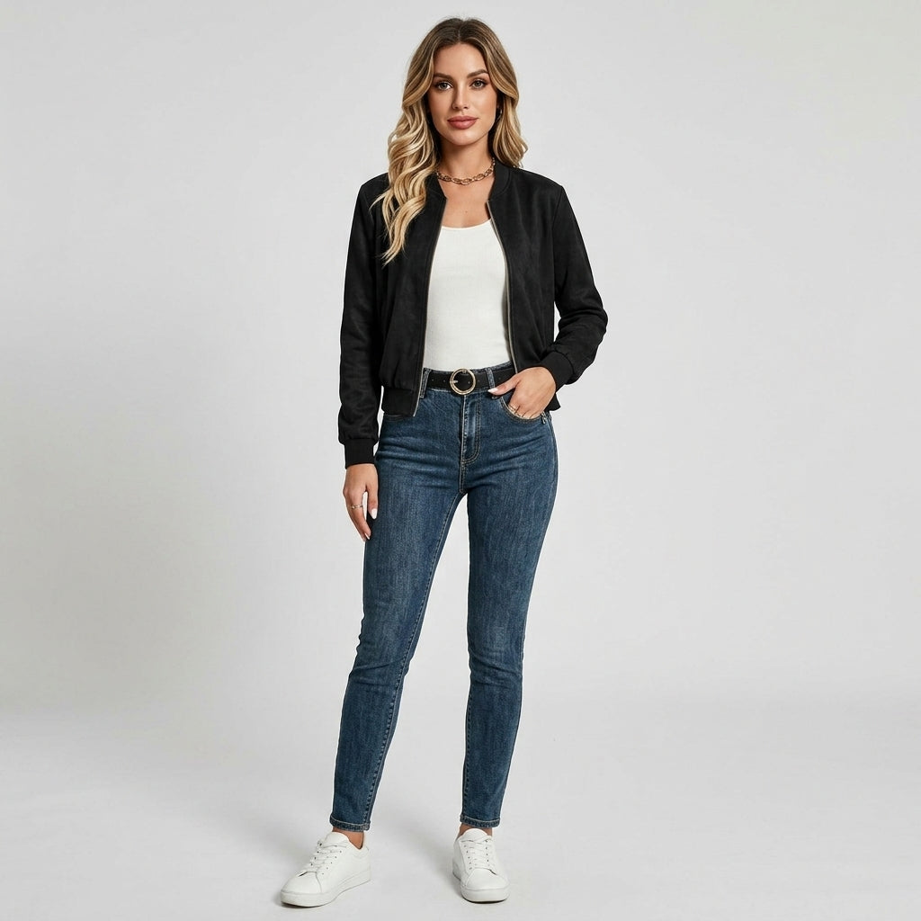 Fianora | Veste pour femme à effet daim – Couleur unie, manteau décontracté à manches longues