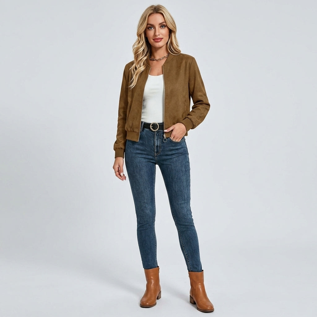 Fianora | Veste pour femme à effet daim – Couleur unie, manteau décontracté à manches longues