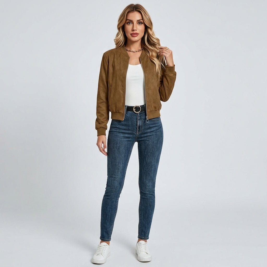 Fianora | Veste pour femme à effet daim – Couleur unie, manteau décontracté à manches longues