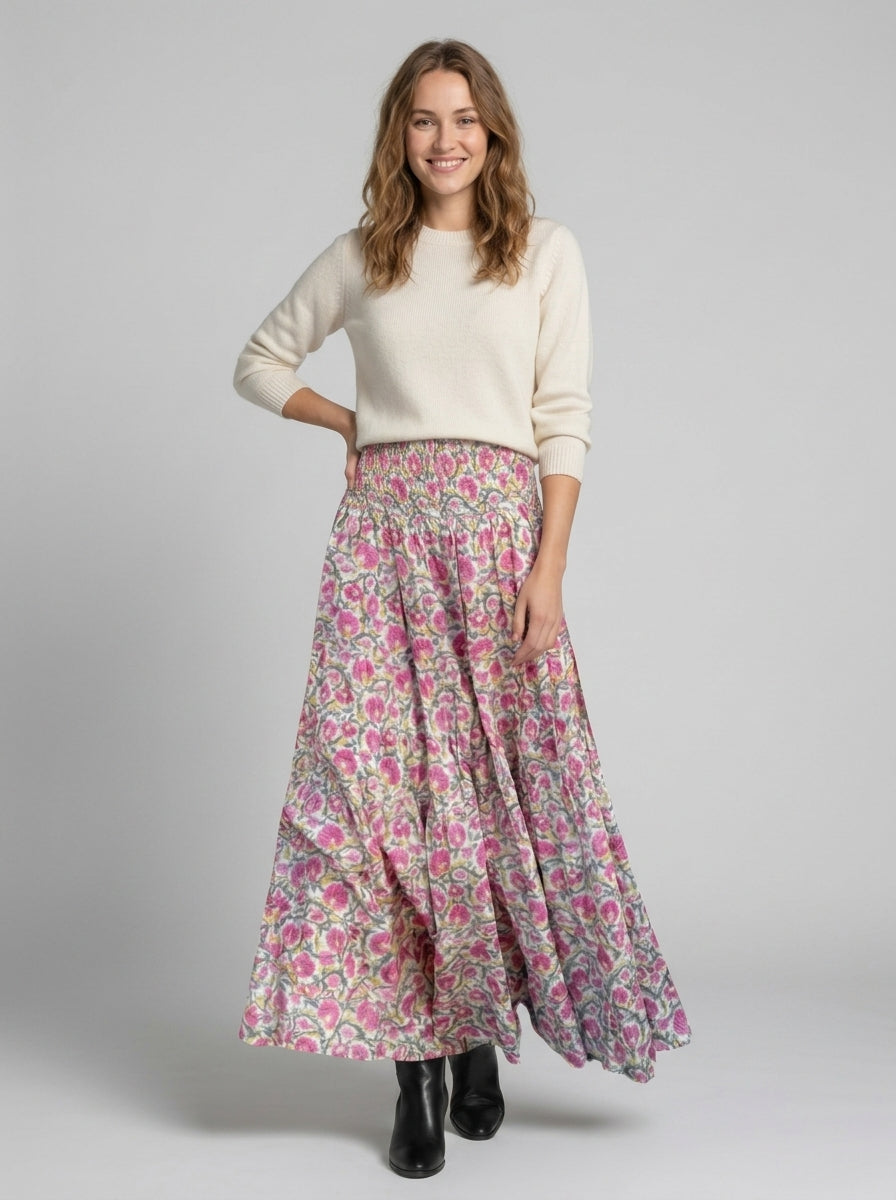 Alveria | Jupe longue fluide pour femme – Jupe longue taille haute, coupe trapèze