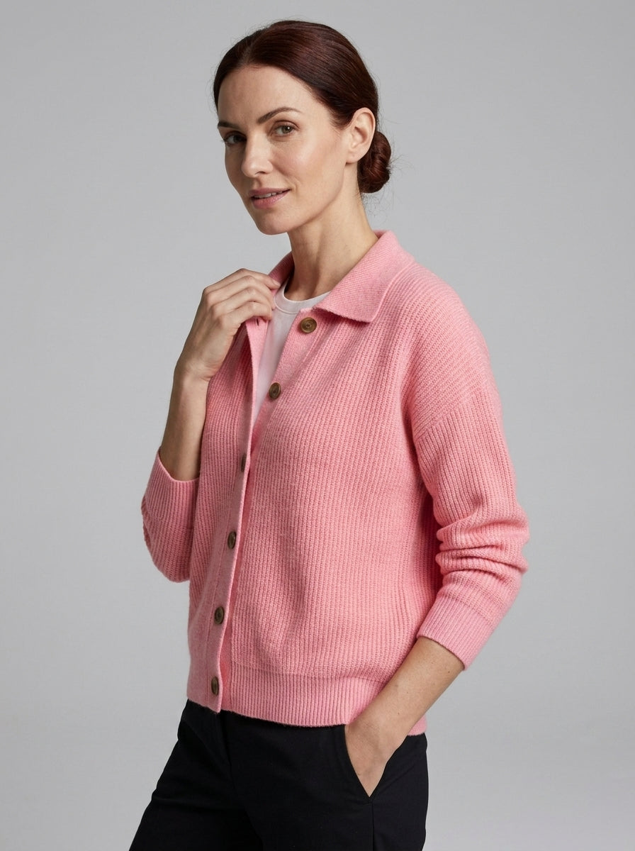 Avielle | Gilet en maille pour femmes – Col à revers, manches longues
