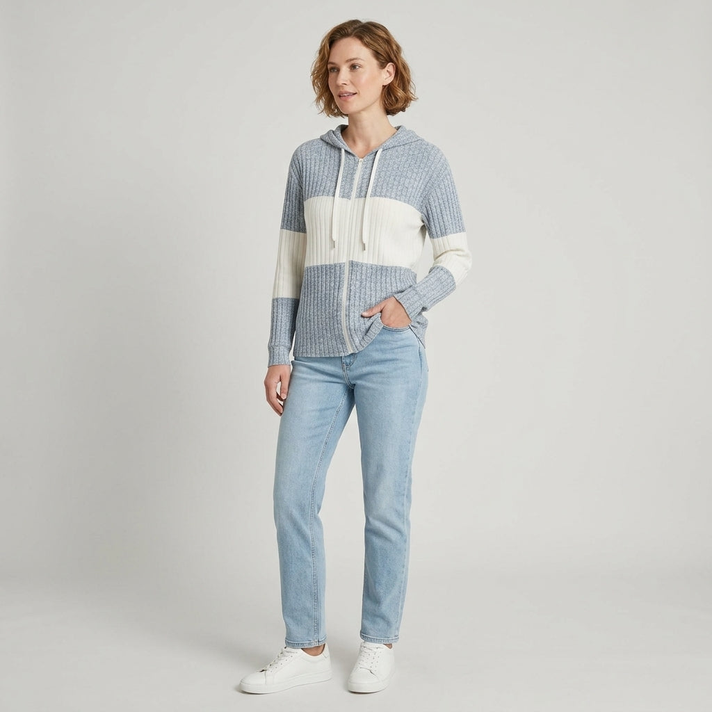 Zéphielle | Veste à Capuche pour Femme – Veste Zippée avec Capuche à Cordon de Serrage