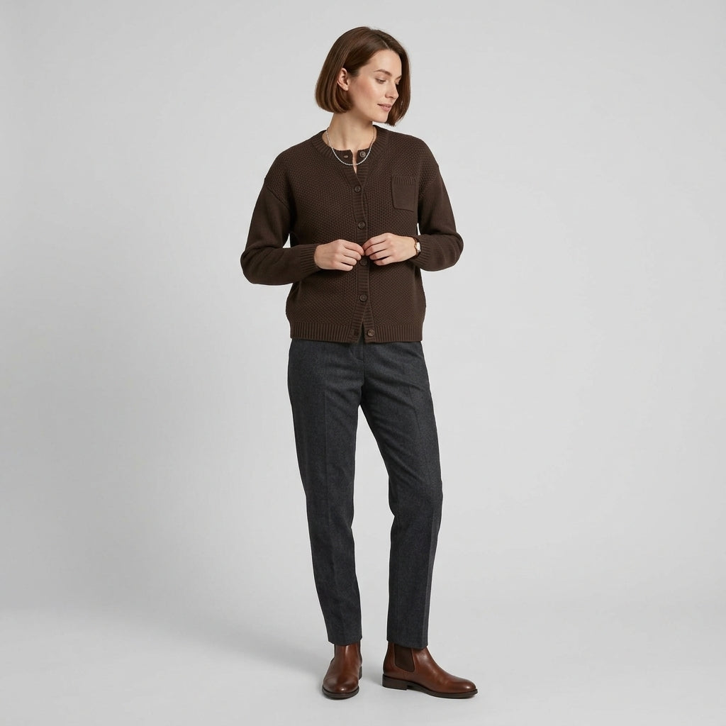 Valestria | Cardigan en Maille Texturée pour Femme – Pull Élégant à Boutons