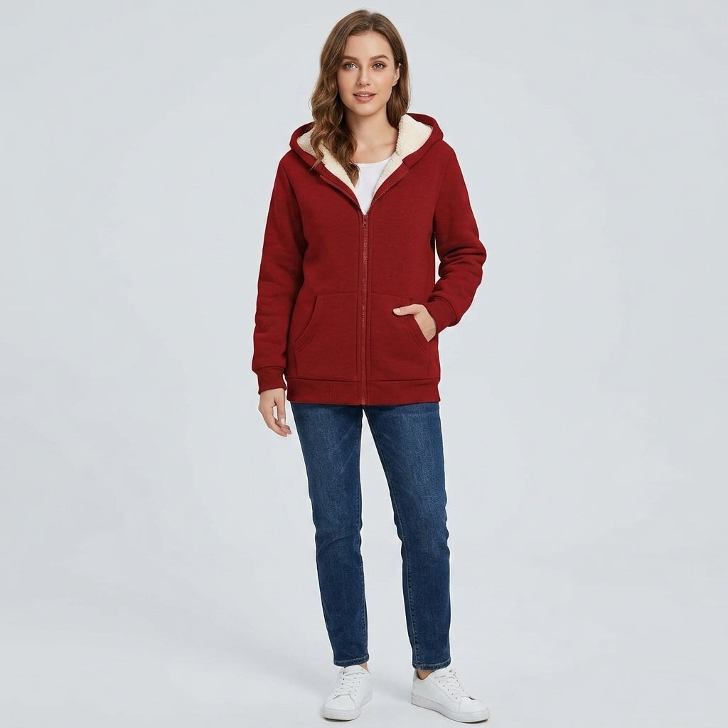Ilanora | Veste sweat à capuche en polaire pour femme – Modèle décontracté à manches longues