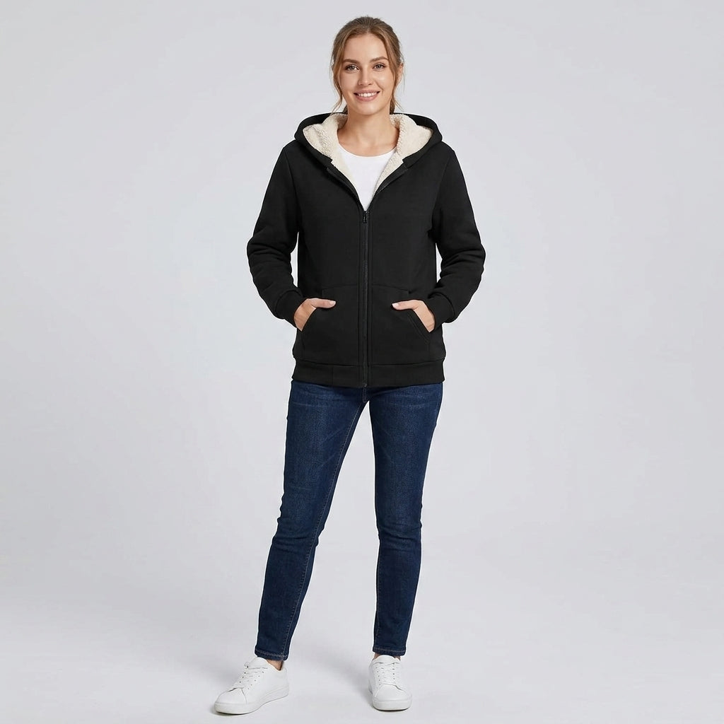 Ilanora | Veste sweat à capuche en polaire pour femme – Modèle décontracté à manches longues