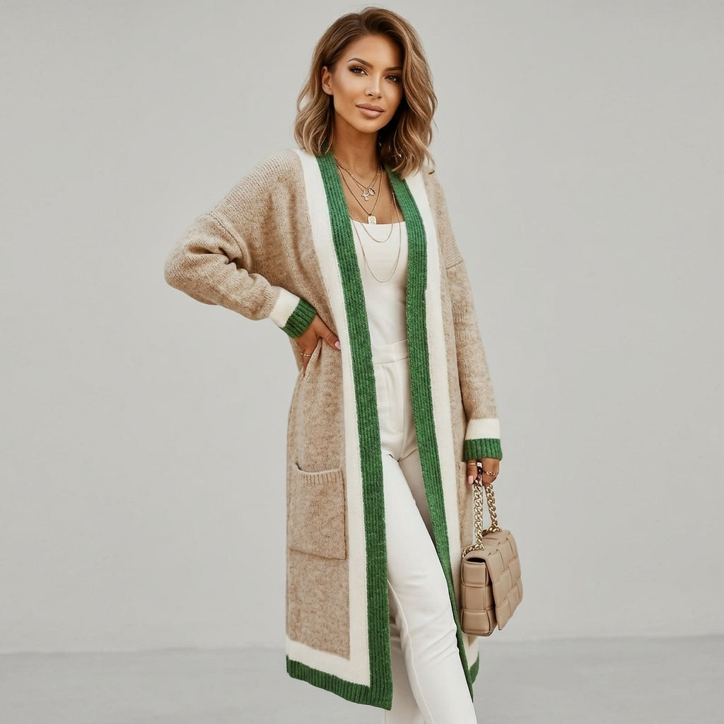 Nerissa | Cardigan long pour femme – Ouvert sur le devant, manches longues