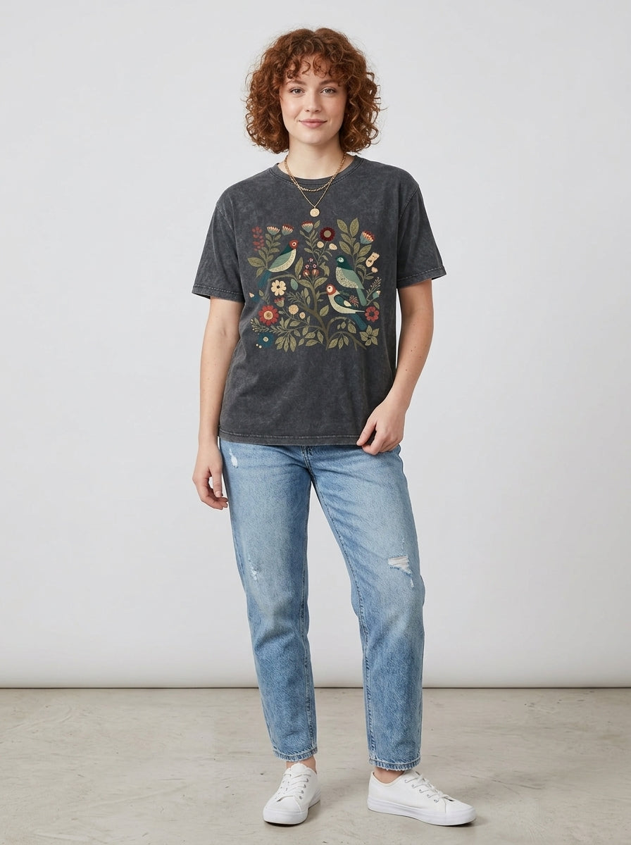 Alix | T-shirt décontracté à imprimé floral pour femme - Style vintage, coupe ample