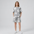Émeline | Ensemble 2 pièces pour femme avec short en coton – Imprimé floral en 3D, tenue estivale décontractée