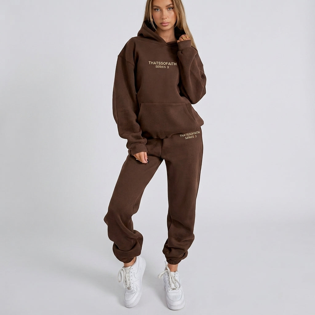 Esther | Ensemble de survêtement imprimé pour femme – Sweat à capuche doux et pantalon de jogging