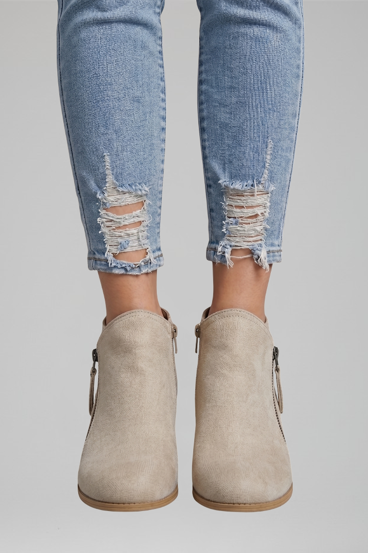 Arelia | Bottines pour femmes – Fermeture zippée sur le côté, bout rond