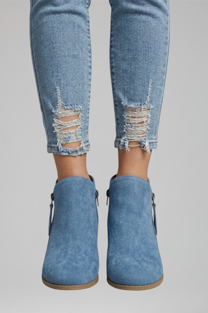 Arelia | Bottines pour femmes – Fermeture zippée sur le côté, bout rond