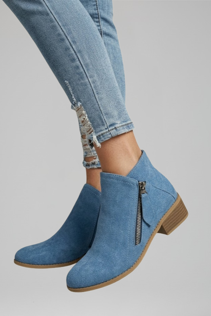 Arelia | Bottines pour femmes – Fermeture zippée sur le côté, bout rond