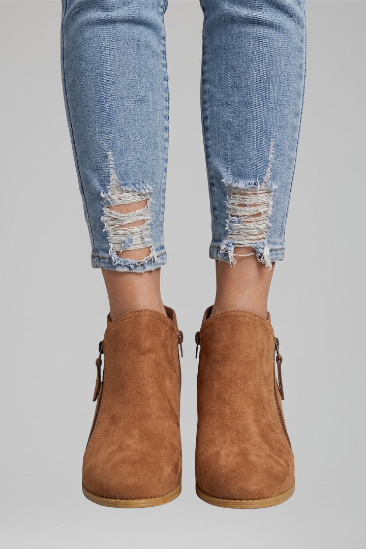 Arelia | Bottines pour femmes – Fermeture zippée sur le côté, bout rond
