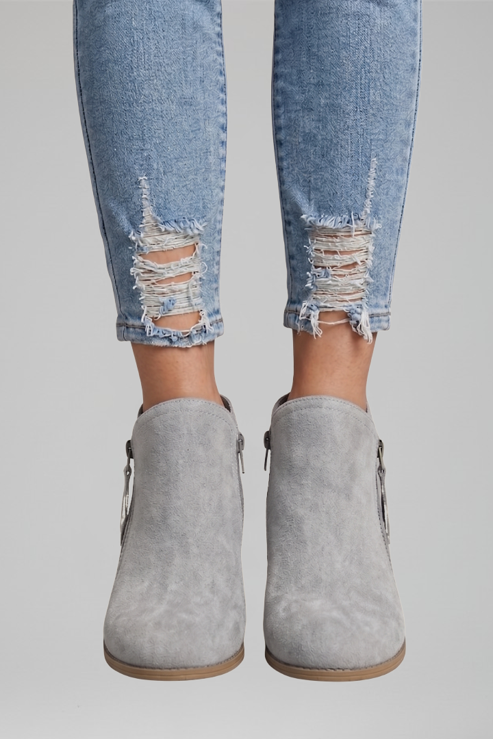 Arelia | Bottines pour femmes – Fermeture zippée sur le côté, bout rond