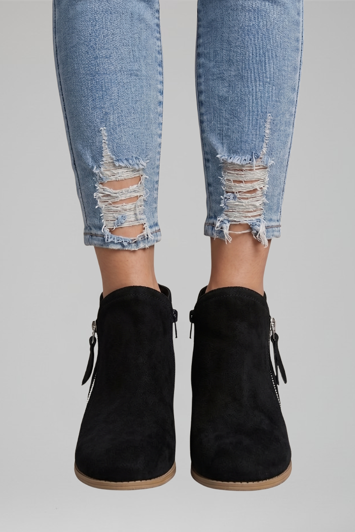 Arelia | Bottines pour femmes – Fermeture zippée sur le côté, bout rond