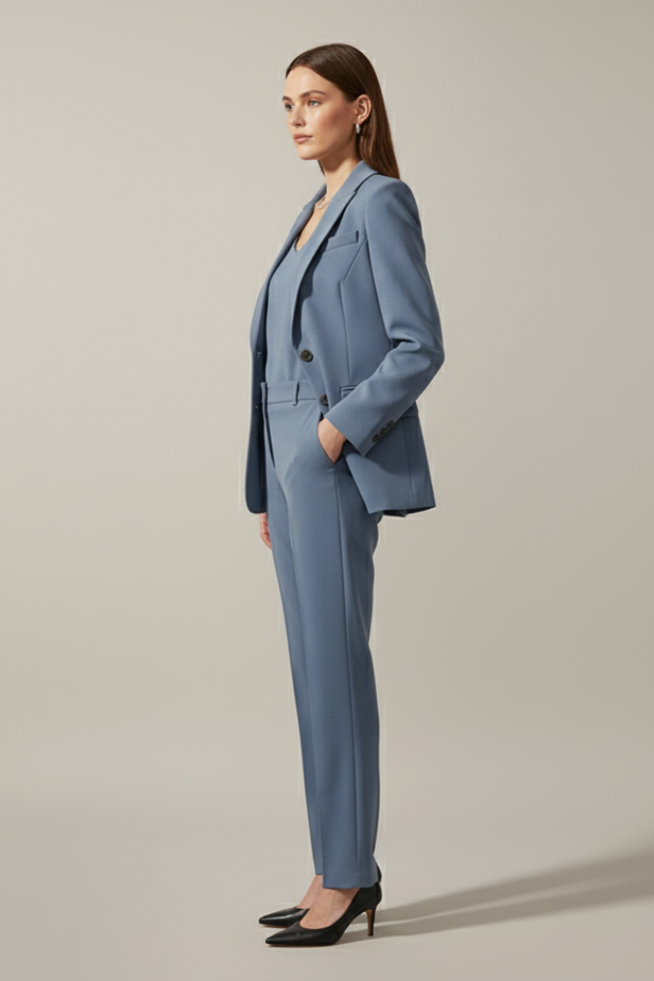 Oravelle | Ensemble tailleur pour femme – Blazer à revers crantés et pantalon droit