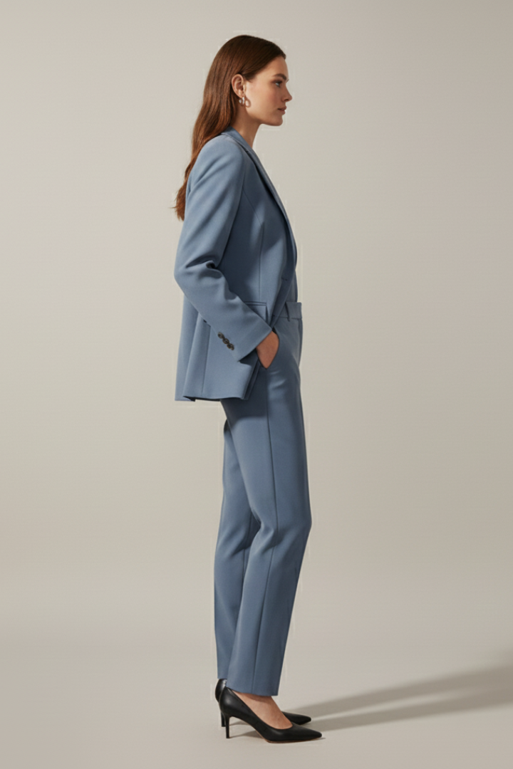 Oravelle | Ensemble tailleur pour femme – Blazer à revers crantés et pantalon droit