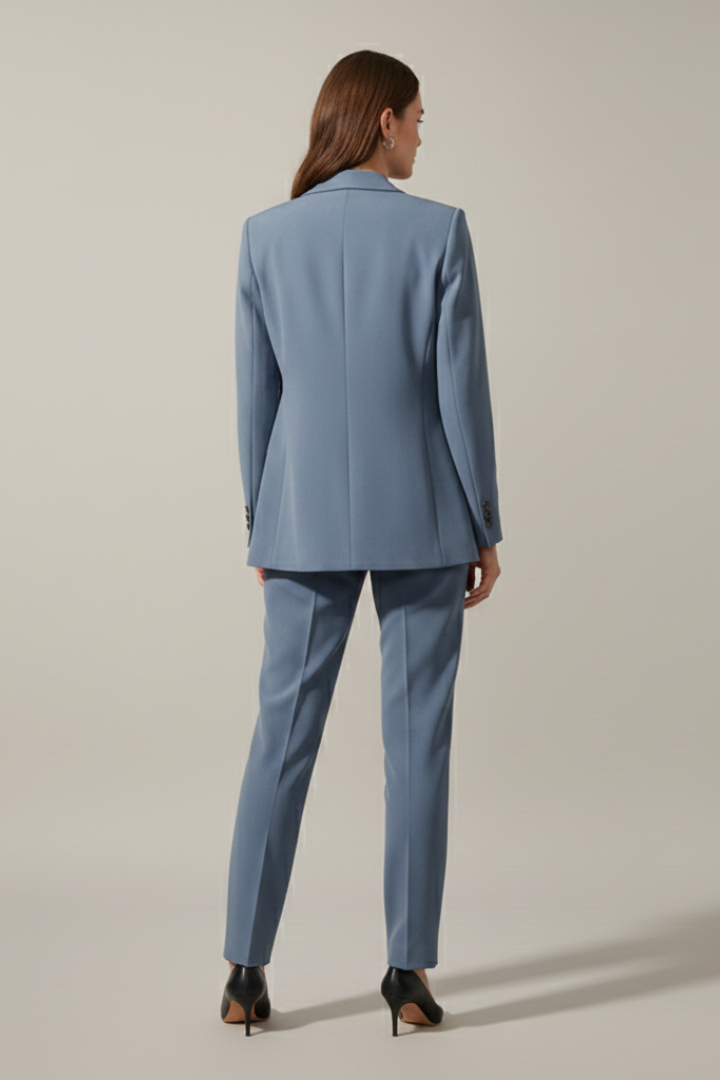 Oravelle | Ensemble tailleur pour femme – Blazer à revers crantés et pantalon droit