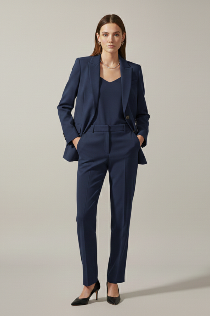 Oravelle | Ensemble tailleur pour femme – Blazer à revers crantés et pantalon droit