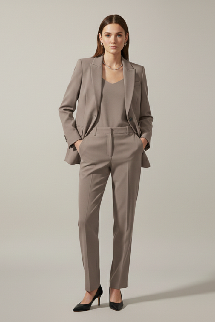 Oravelle | Ensemble tailleur pour femme – Blazer à revers crantés et pantalon droit