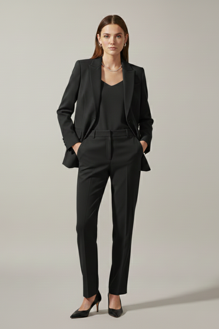 Oravelle | Ensemble tailleur pour femme – Blazer à revers crantés et pantalon droit