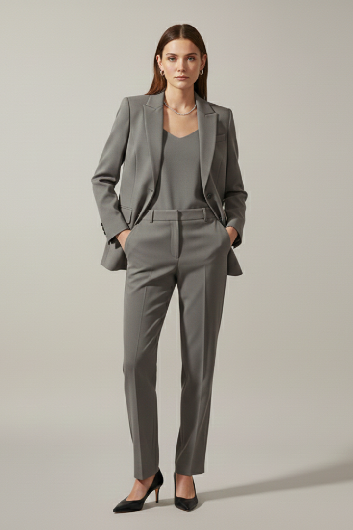 Oravelle | Ensemble tailleur pour femme – Blazer à revers crantés et pantalon droit