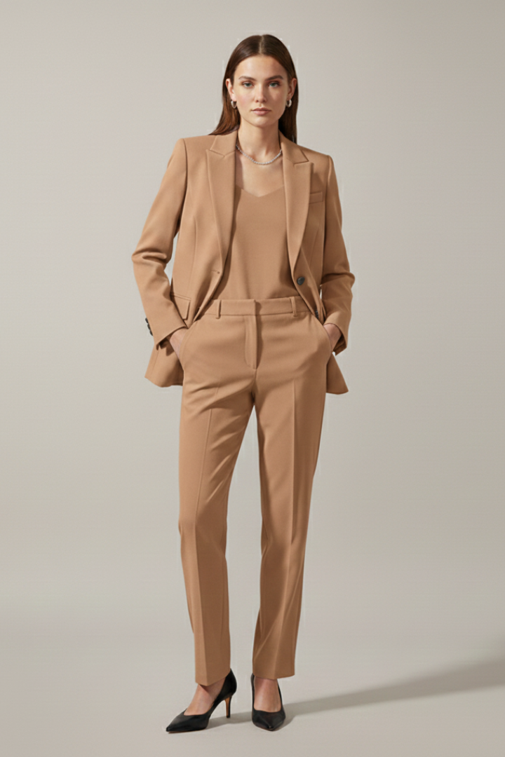 Oravelle | Ensemble tailleur pour femme – Blazer à revers crantés et pantalon droit