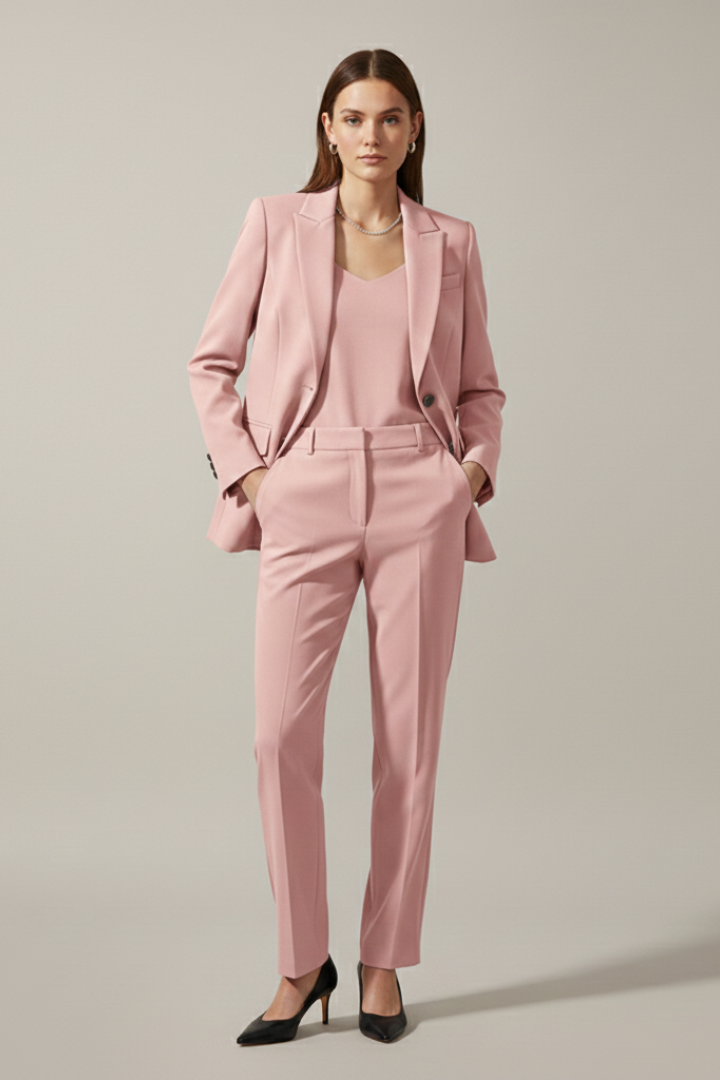 Oravelle | Ensemble tailleur pour femme – Blazer à revers crantés et pantalon droit