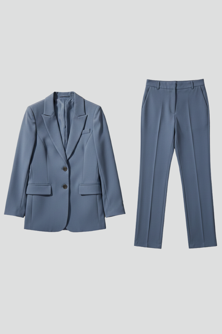 Oravelle | Ensemble tailleur pour femme – Blazer à revers crantés et pantalon droit