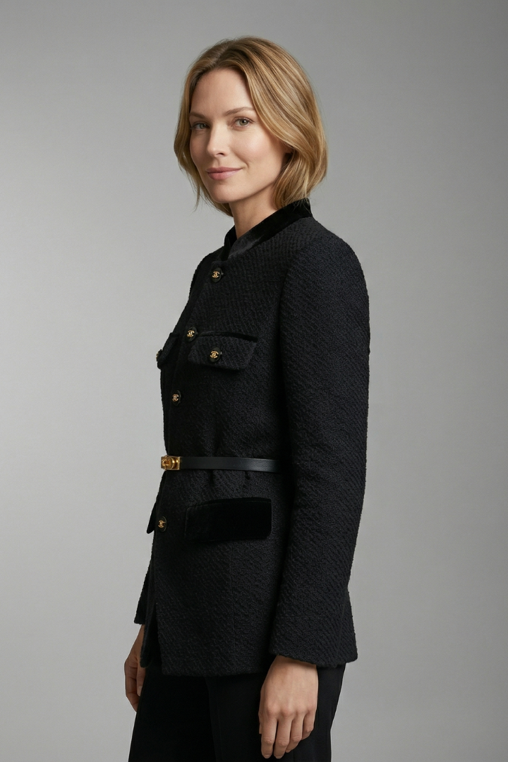 Cressida | Blazer cintré pour femme – Taille ceinturée, fermeture boutonnée sur le devant