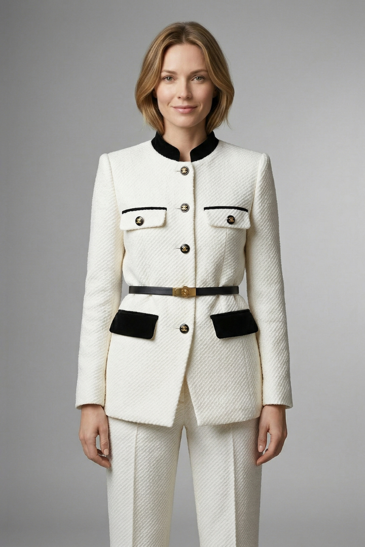Cressida | Blazer cintré pour femme – Taille ceinturée, fermeture boutonnée sur le devant