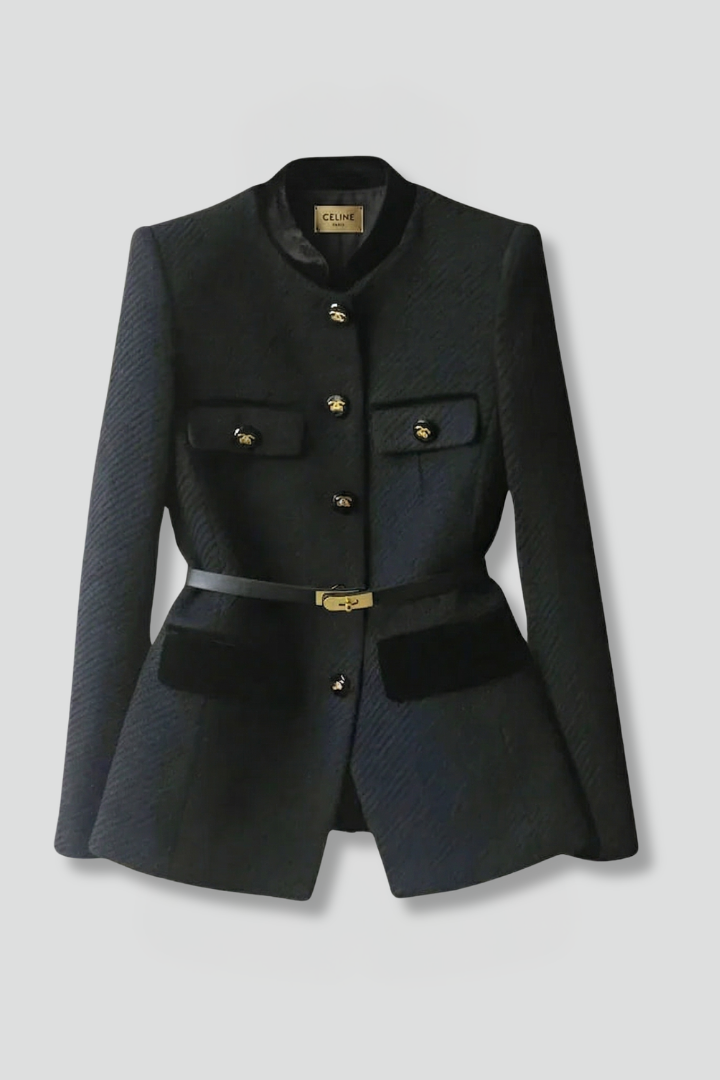 Cressida | Blazer cintré pour femme – Taille ceinturée, fermeture boutonnée sur le devant