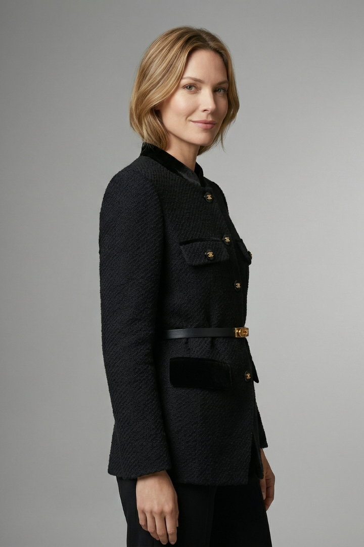 Cressida | Blazer cintré pour femme – Taille ceinturée, fermeture boutonnée sur le devant