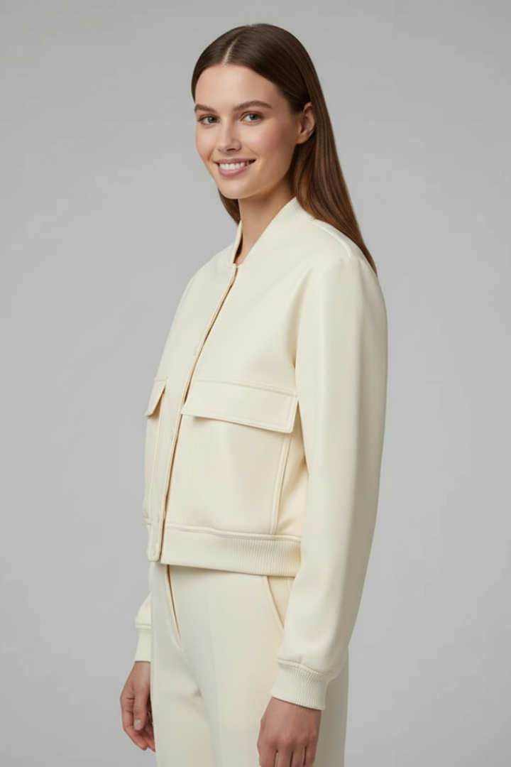 Corallia | Blouson bomber pour femme – Col baseball, fermeture à boutons-pression