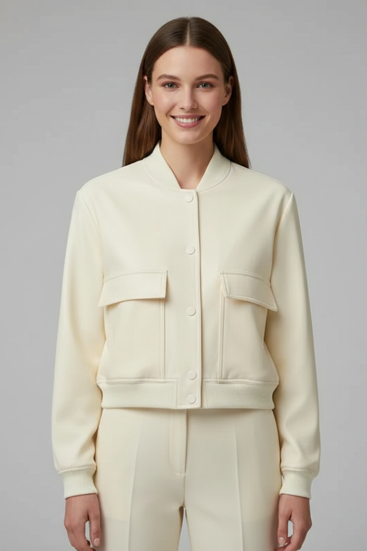 Corallia | Blouson bomber pour femme – Col baseball, fermeture à boutons-pression