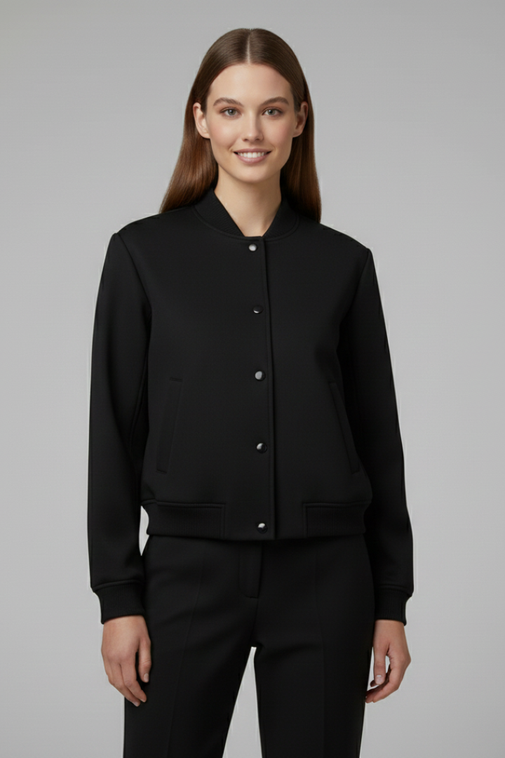 Corallia | Blouson bomber pour femme – Col baseball, fermeture à boutons-pression