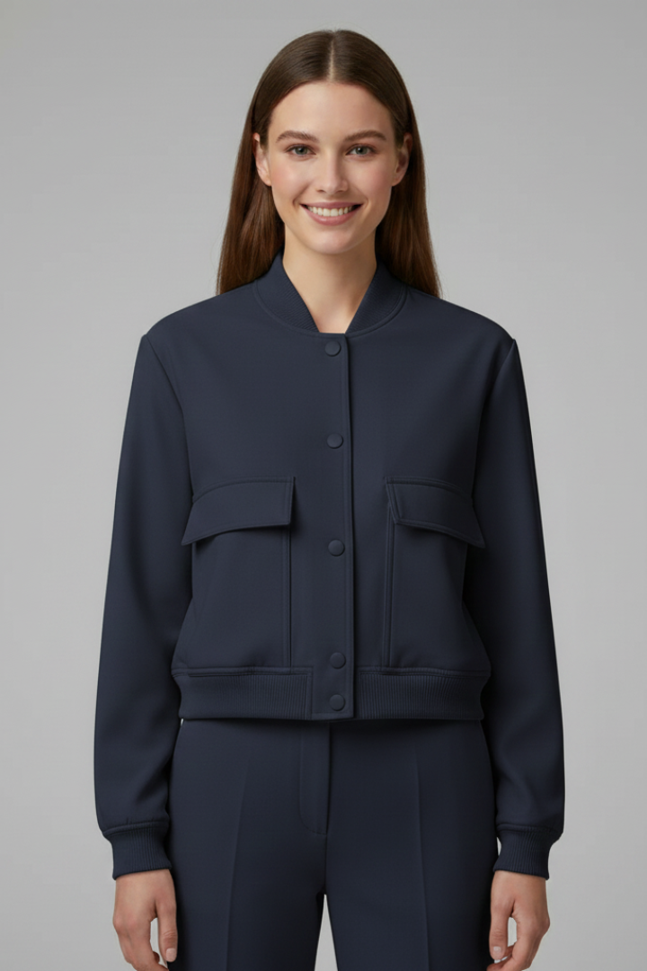 Corallia | Blouson bomber pour femme – Col baseball, fermeture à boutons-pression