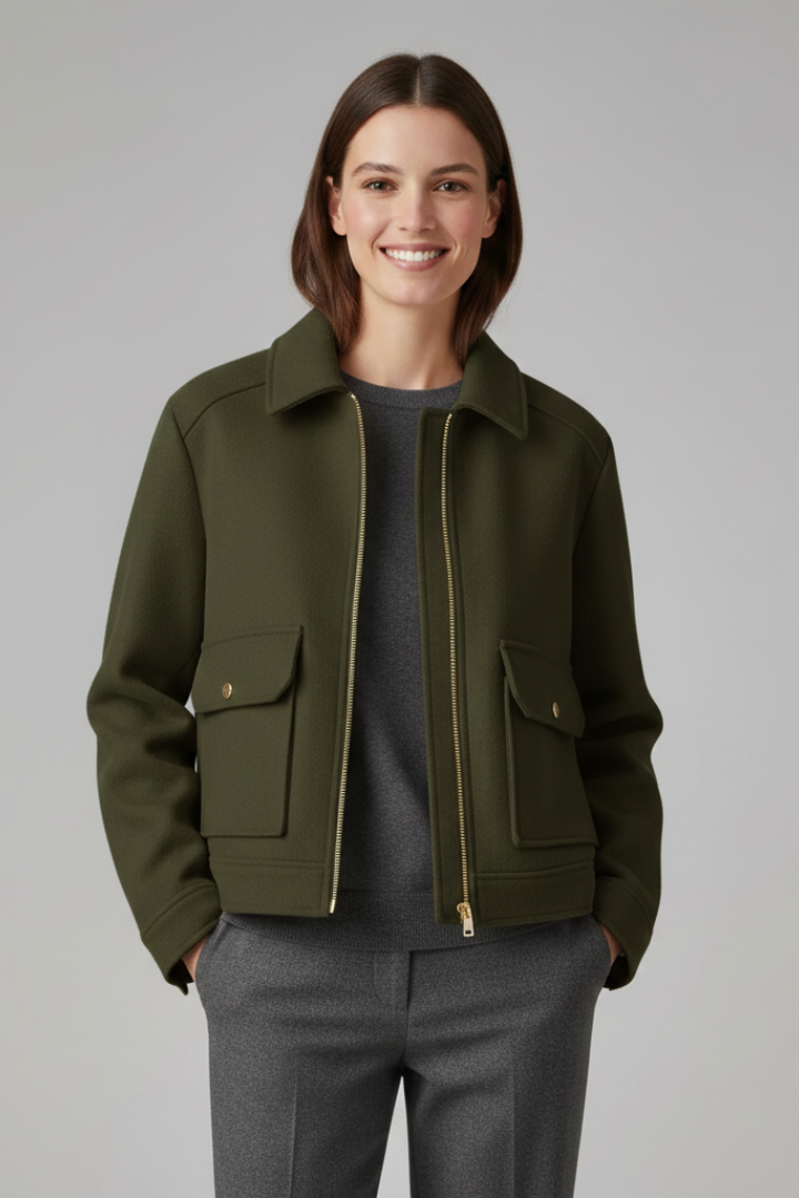 Cybele | Blouson aviateur zippé pour femme – Col à revers ajusté, manches longues