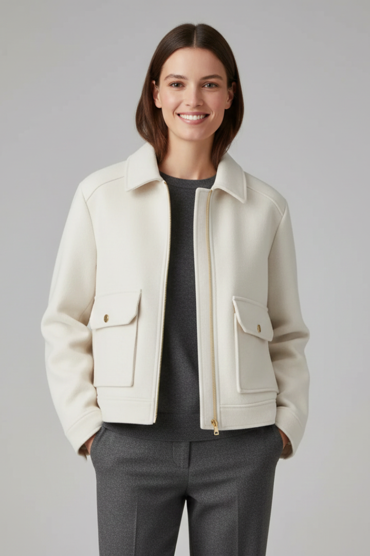 Cybele | Blouson aviateur zippé pour femme – Col à revers ajusté, manches longues